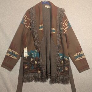 Idyllwind Miranda Lambert Duster Cardigan XL Caramel River Western Fringe Desert